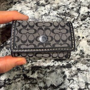 Coach Black & Gray Signature Snap Contact Pouch